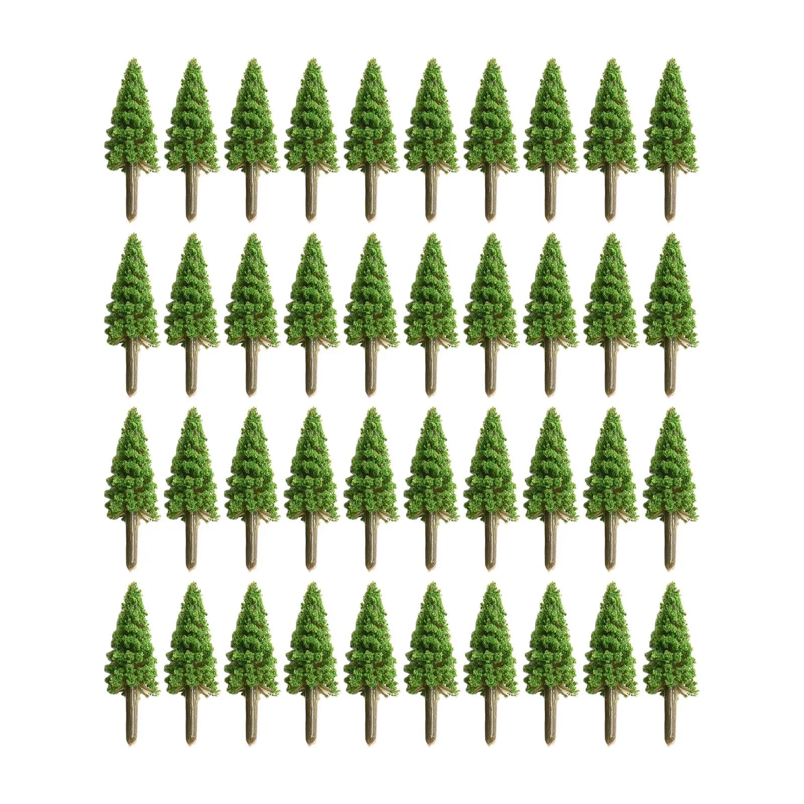 40pcs Model Trees For Train Railroad Diorama Wargame Park Landscape Scenery Plastic Green Artificial Trees Figurines