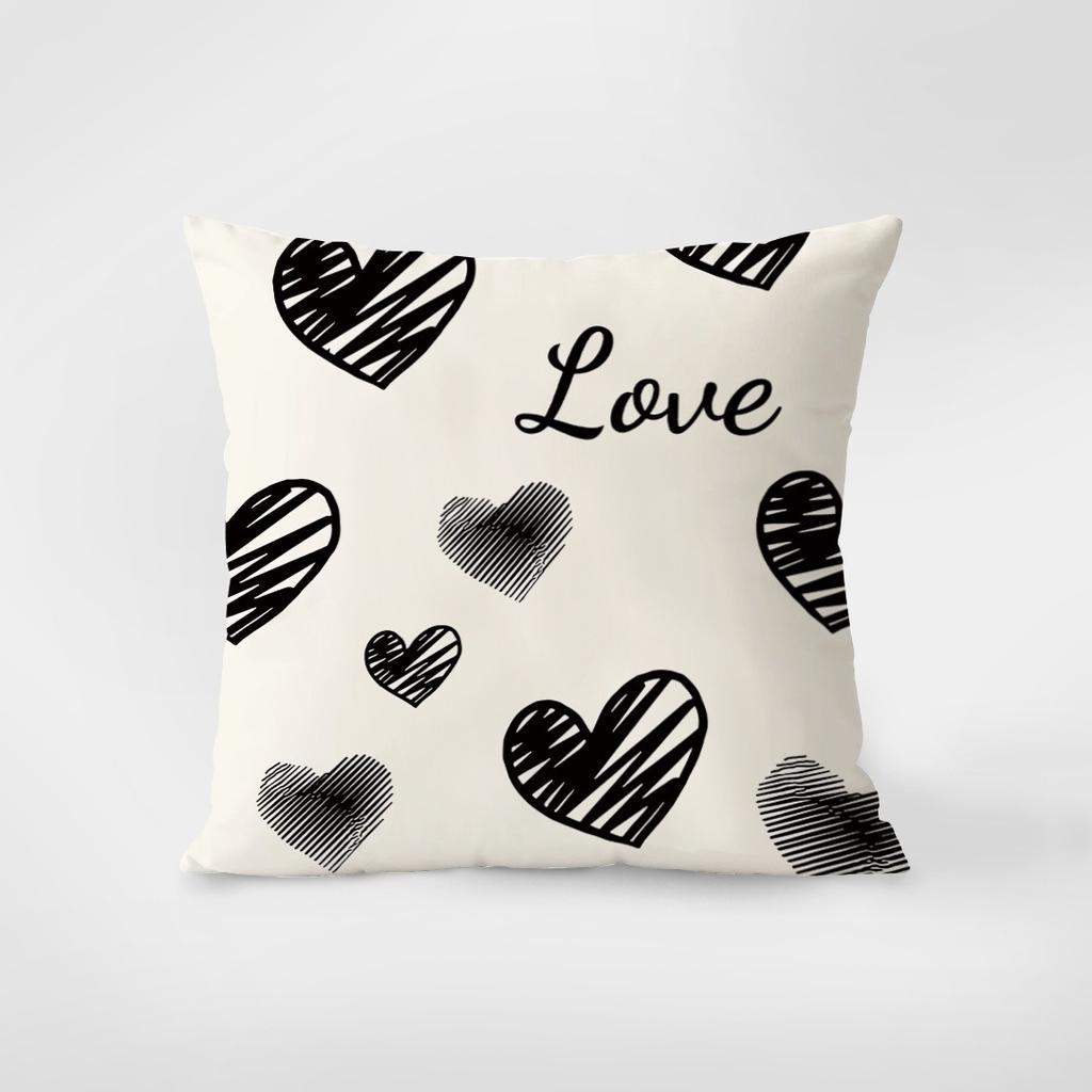 Simple Black and White Cartoon Pillowcase Interior Decoration Office Living Room Home Pillowcase