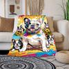 Hawaiian French Bulldog Printed Blanket Is Stylish, Soft and Warm - Perfect for Couches, Couches, Offices, Beds, Camping