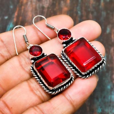 Granato del Mozambico, orecchino di gioielli meravigliosi fatti a mano in argento sterling 925 con pietre preziose