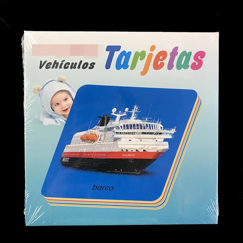 Kids Cognitive Spanish Cards Fruit/Letter/Number/Shape/Animal/Color Baby Learning Word Card Preschool Education Montessori Gifts