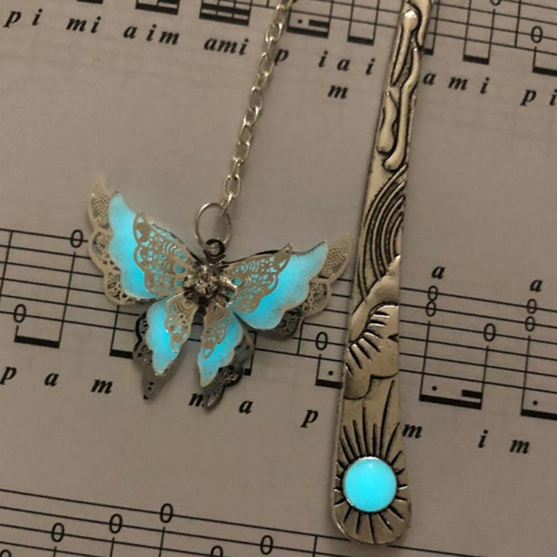 Luminous Night Butterfly Bookmark Label Read Maker Feather Book Mark