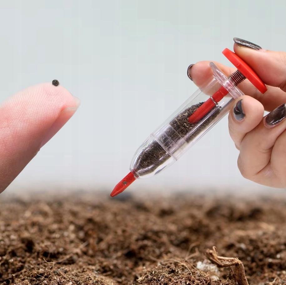 Precise hand-held precision seeder for small, fine seeds of vegetables and herbs