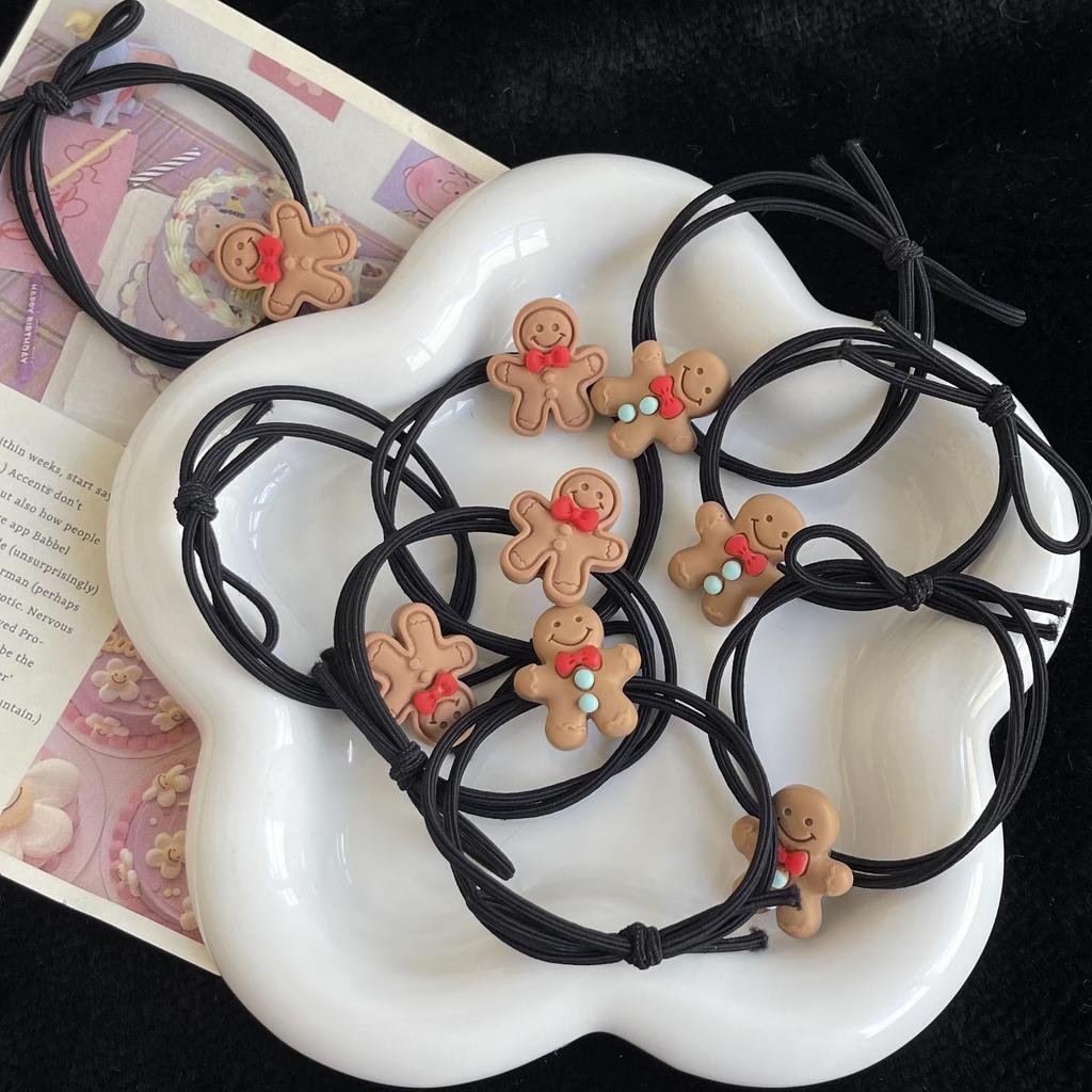Gingerbread Man Hair Tie - Cute Christmas Cookie Ponytail Accessory