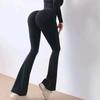 and American Style Women's Fitness Pants with Peach Butt Lift, High Waist, High Elasticity, Tight-Fitting, Naked-Feel Yoga Dance Flared Sports Pants