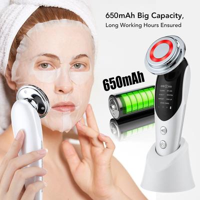 Masseur Facial EMS Ultrasonique 7 Modes avec Thérapie par Lumière Rouge Bleue pour Raffermissement et Lifting de la Peau