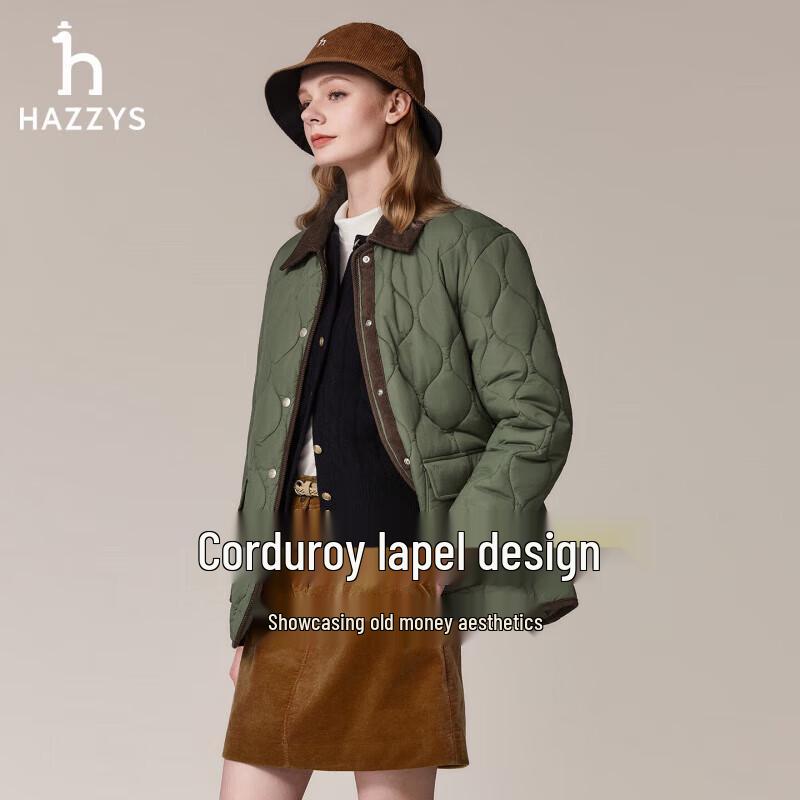 HAZZYS Women's PHIZ Series Corduroy Collar Quilted Padded Jacket