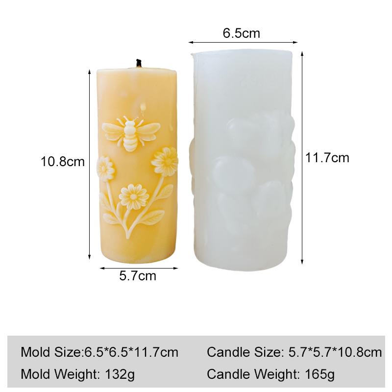 Honeycomb Cylinder Sphere Silicone Candle Mold Bee Daisy Relief Handmade Pillar Plaster Ornament Mould Candle Making Supplies