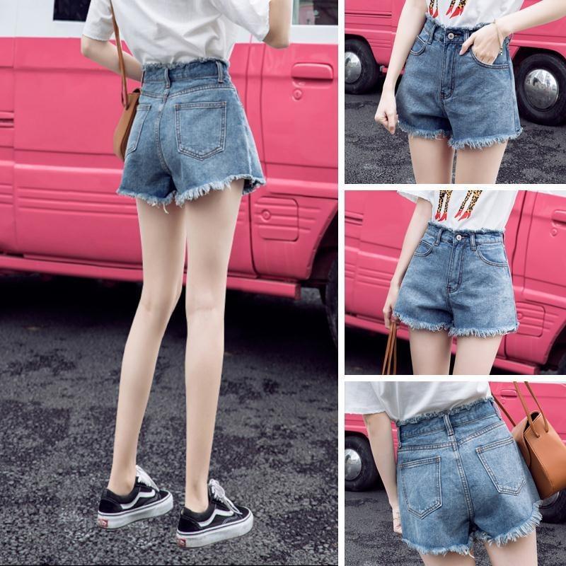 A New Summer Thin Denim Shorts Women's Wash Slim Women's Wide-leg Denim Shorts