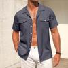 Linen Shirts For Men Short Sleeve Button Down Summer Color Shirt Casual Fashion Loose Lapel Tops
