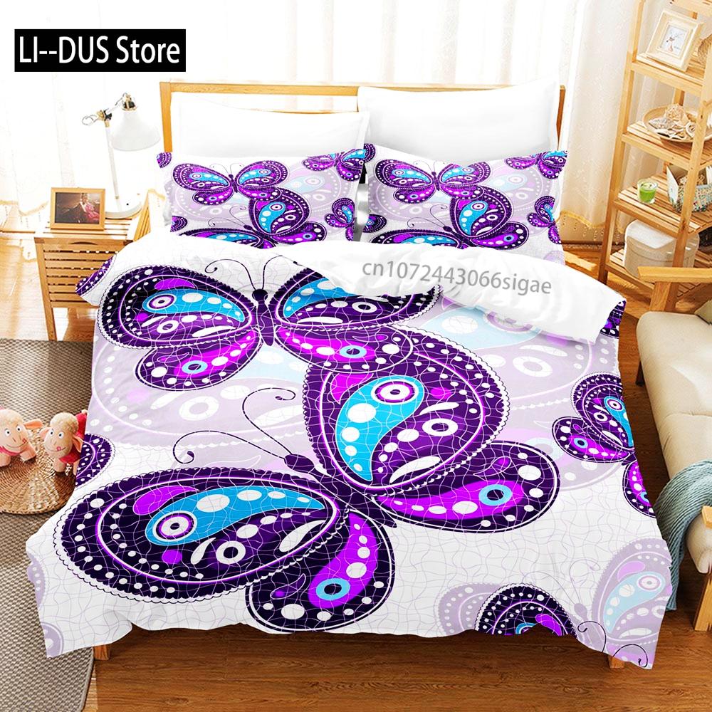 Butterfly Bedding Set Single Twin Full Queen King Size Mountain Elf Bed Set Aldult Kid Bedroom Duvetcover Sets 3D Anime 034