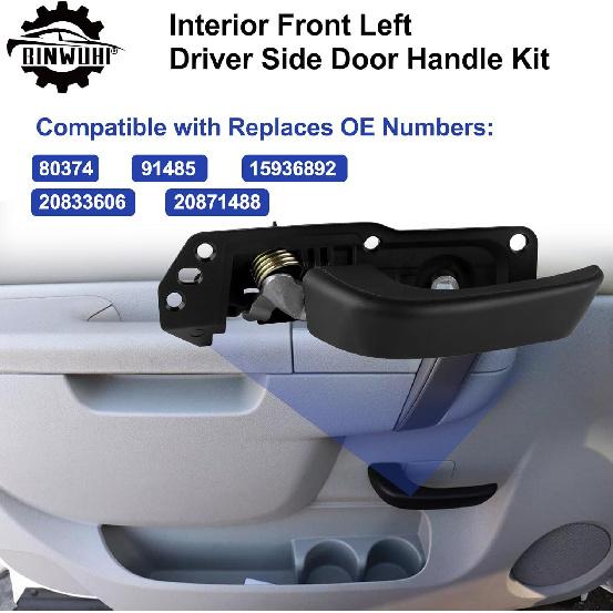 Interior Door Handle Front Left Driver Side Compatible With 2007-2014 Chevy Silverado Avalanche Suburban Tahoe GMC Sierra Cadillac Escalade ESV EXT