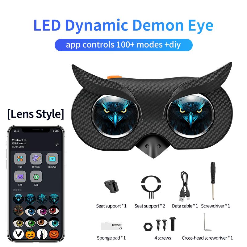 Devil's Eye Light, Bicycle, Bold Warning, Dynamic Light, Motorcycle, Electric Vehicle, Car Decoration Belt, Bluetooth App1PCS.