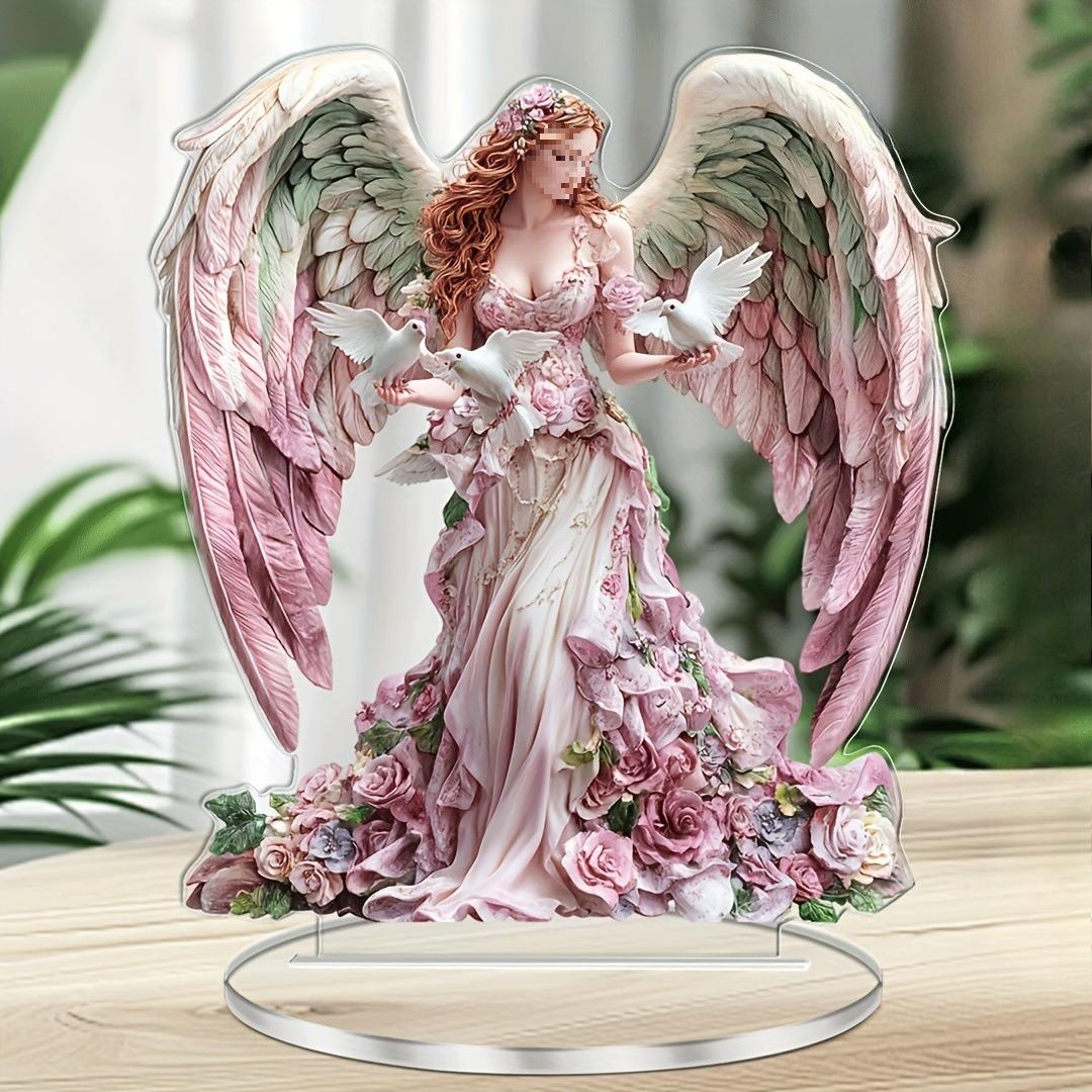 Богемная статуэтка ангела с элегантными крыльями, акриловая фигурка, дом, офис, кафе, комната, студия, витрина, настольное украшение декор 16*18cm