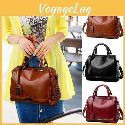 Compact Women's Pu Leather Messenger Handbag With Practical Shoulder Straps
