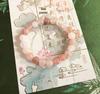 Golden Silk Jade Peach Blossom Bracelet - Simple Style Cherry Blossom Pink Beaded Accessory for Live Broadcast