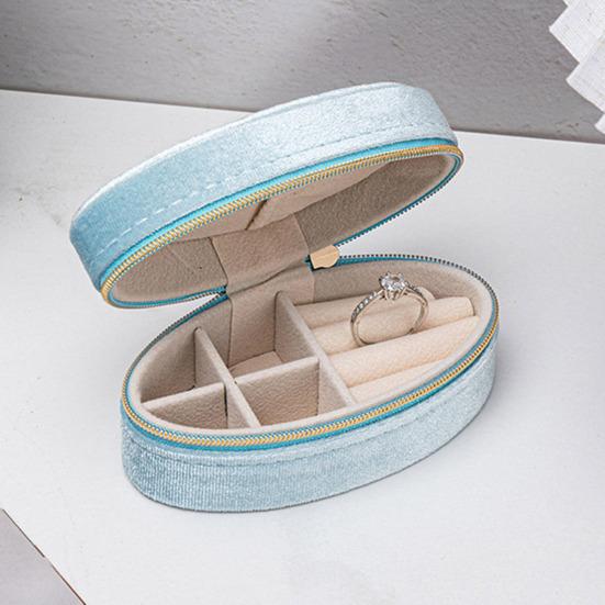 Mini Jewelry Box, Portable Velvet Zipper Jewelry Box, Compact Jewelry Storage Case for Travel, Engagement, Wedding