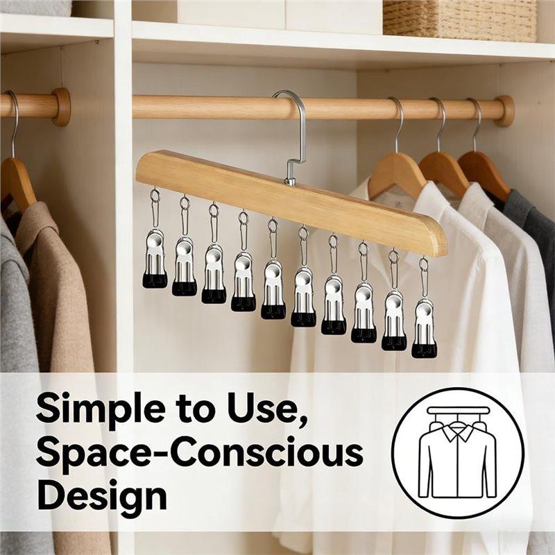 ABBP-Closet Organizer With 10 Clips - Space Saving Hanging Closet Organizer, For Leggings, Pants & Scarves