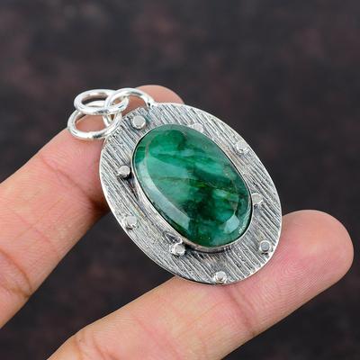 Faceted Zambian Emerald Pendant Real Gemstone Jewelry 925 Sterling Silver Pendant Handmade Unique Design Pendant Gift For Mom Silver Jewelry