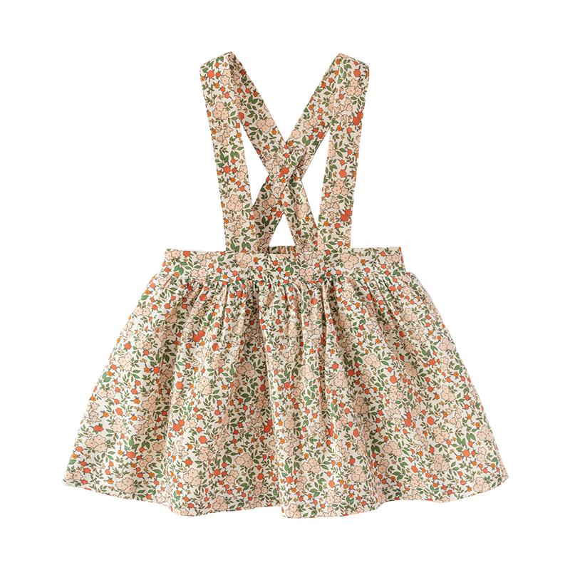 Babylove Girls' French Style Pure Cotton Floral Suspender Dress