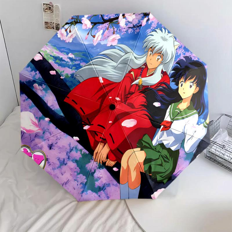 1PC Inuyasha Automatic Umbrella - Suitable Travel Outdoor Portable Umbrella Birthday Gift Daily Essentials