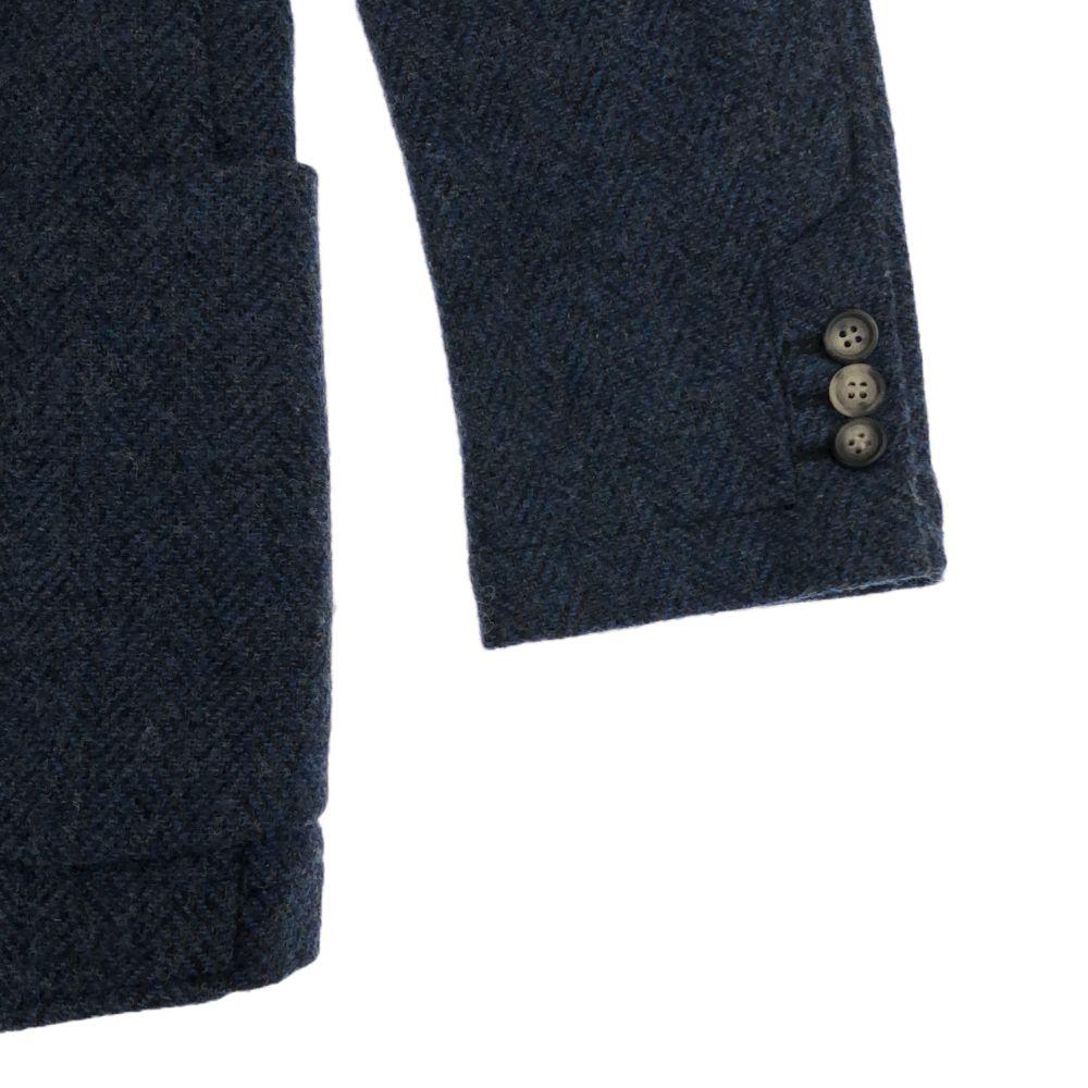 ORIAN Made in Italy Wolle Fischgrät Langarm taillierte Jacke 42 Blau Herren Gebraucht