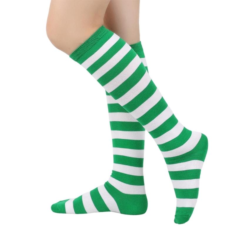 Damen Kniestrümpfe Gestreifte Lange Schlauchsocken Sportliche Strümpfe Halloween Cosplay Kostüme Kniestrümpfe Geschenk