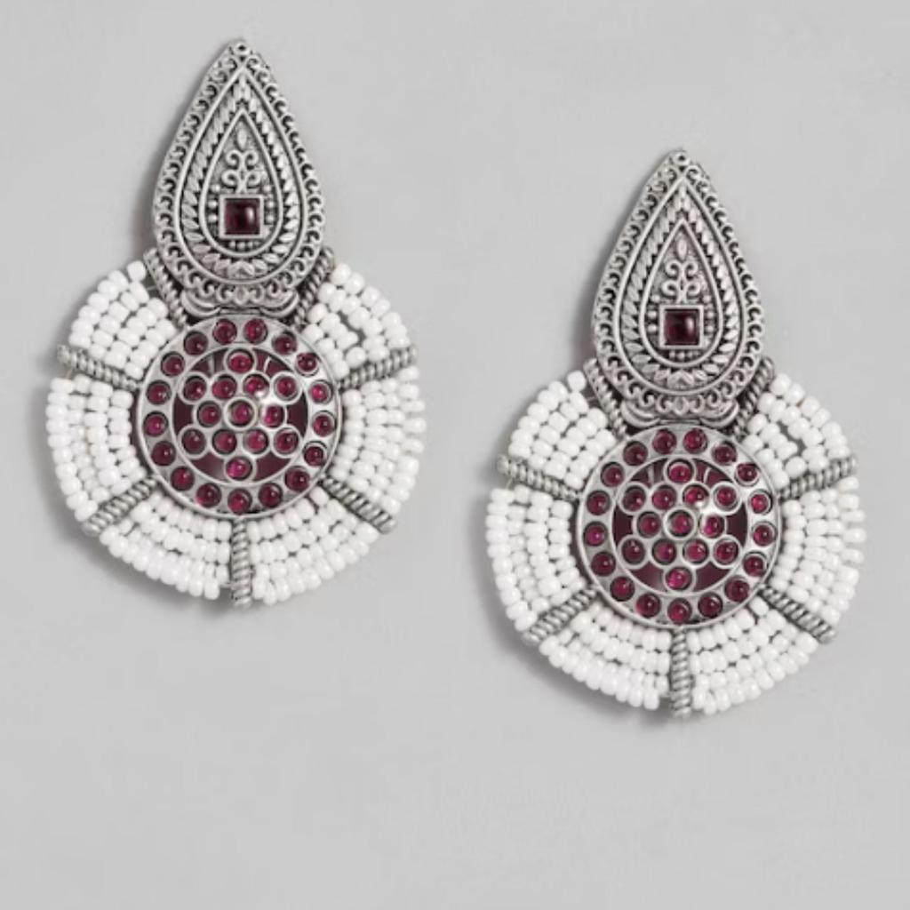 Oxidierte Silber polierte Ohrringe, Silberperlenschmuck, handgefertigte Ohrringe, Damen Mode Ohrringe