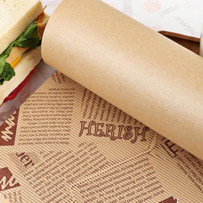Sandwich Wrapping Paper Oil-Absorbent And Oil-Proof Sandwich Burger Paper Tray Bread Baking Plate Pad Paper Can Be Cut