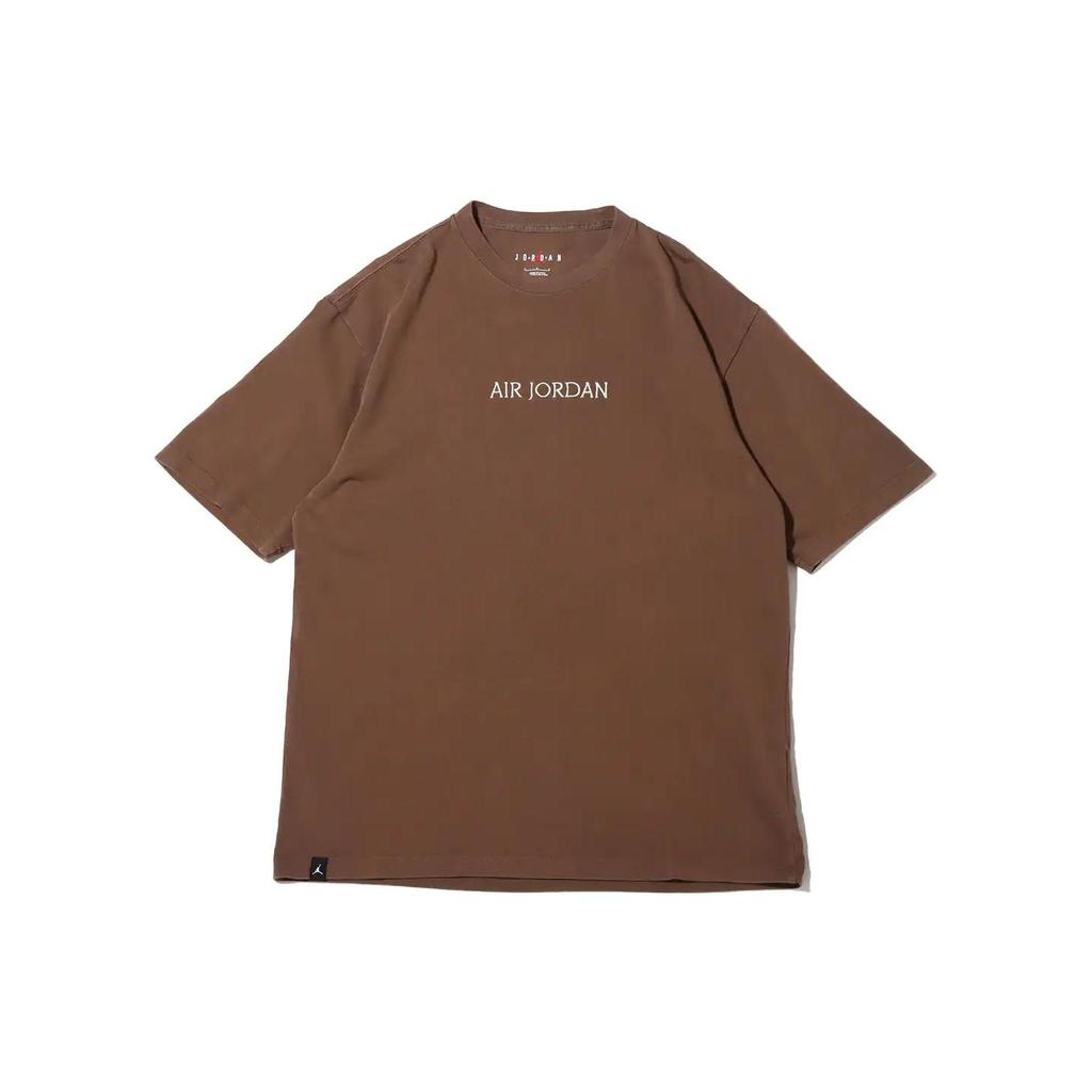 Jordan Marke MJ Air JDN Besticktes Logo Rundhals-T-Shirt Herren Tops Braun DV6465-270