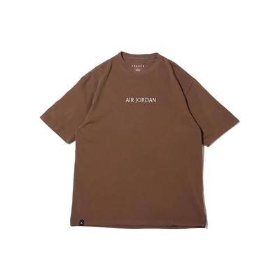 Jordan Brand MJ Air JDN Embroidered Logo Crewneck T-Shirt Men Tops Brown DV6465-270