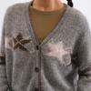 GREEN BELT V-Neck Star Knit Cardigan