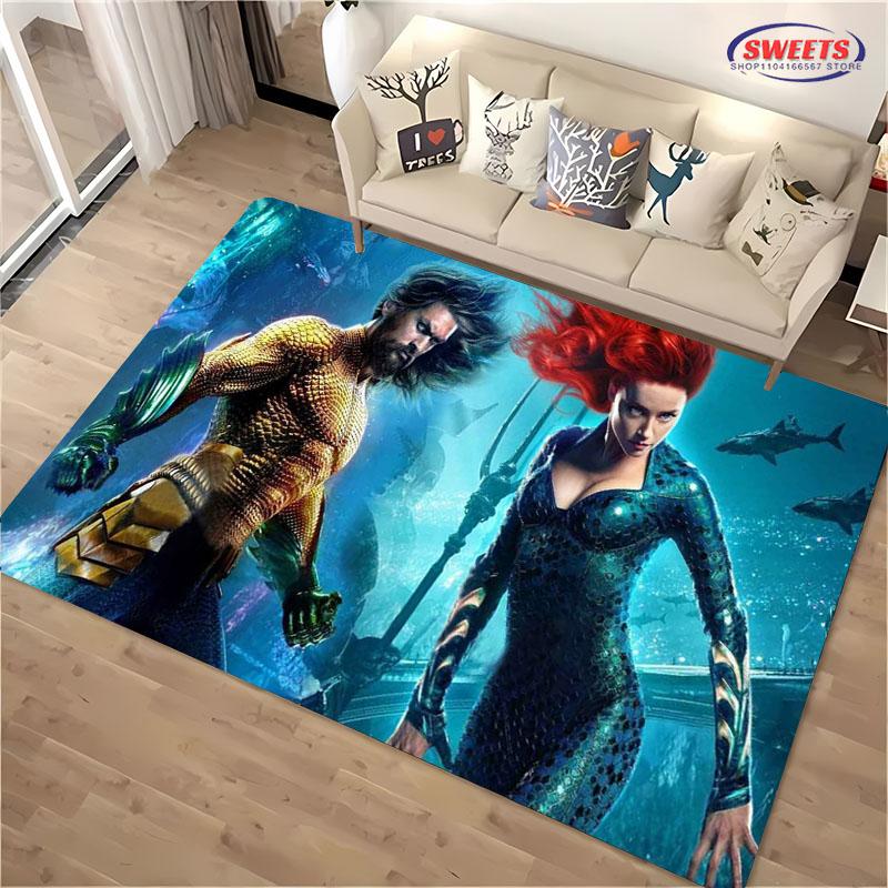 New Shelves! Classic DC Aquaman Carpet, Living Room Bedroom Office Area Children's Room of Choice, Non-slip Machine Washable Mat