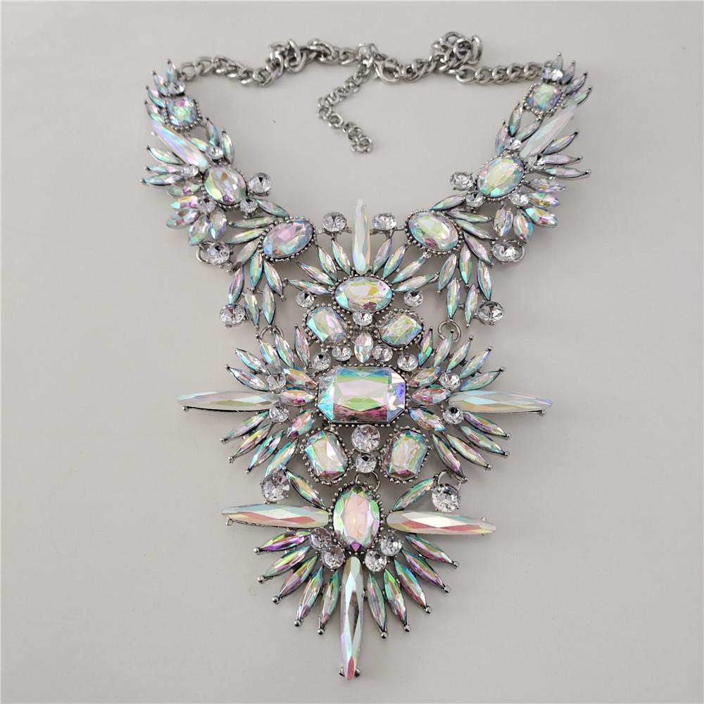2026 New Colorful AB Crystal Rhinestone Maxi Large Collar Necklace Women Indian Boho Ethnic Vintage Statement Necklace Jewelry