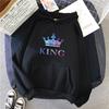 Queen King Print Sweatshirts Couples Daily Casual Sporty Hooded Long Sleeve Pullover Woman Men Home Outdoor Comfort Warm Hoodies