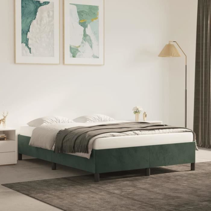 VidaXL Cadre de lit Vert foncé 140x200 cm Velours347327