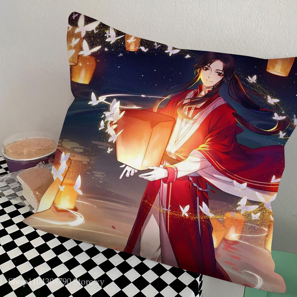 Heavenly Officials Blessing Animation Pillow Case Square Pillow Bedroom Sofa Leisure Comfort Cushion Living Room Home Decoration