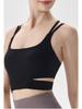 Women's Ribbed Slim-Fit Autumn/Winter Yoga Top with Chest Pads, Sexy Back Sports Bra