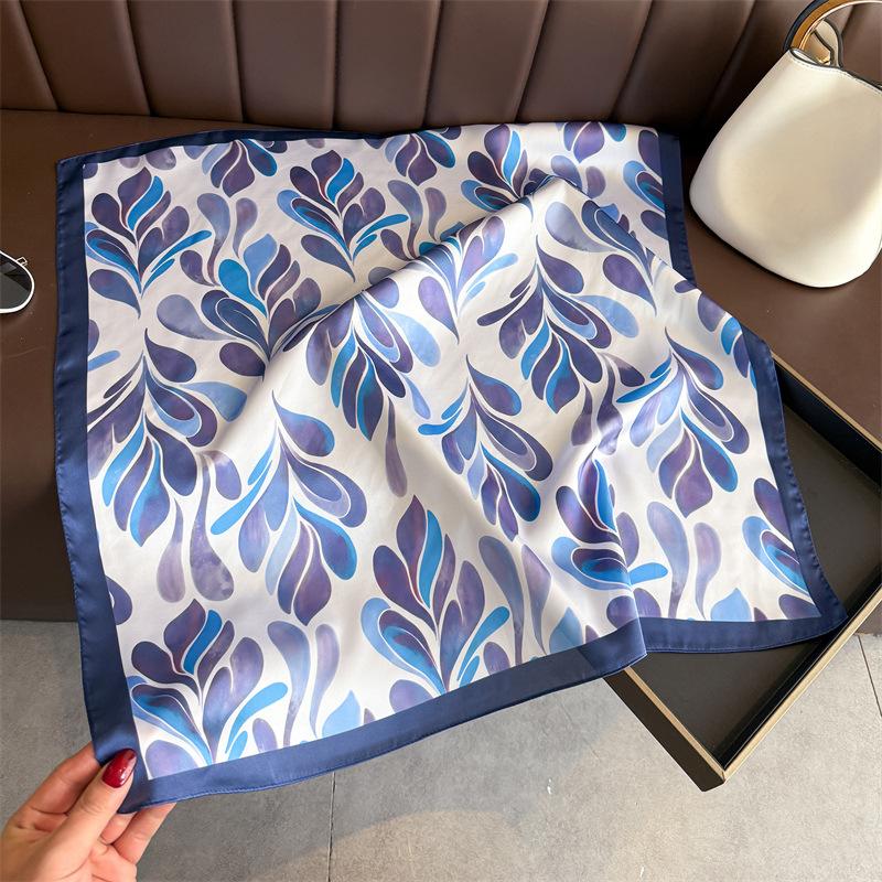 Art commuter style simulation silk printing silk scarf square scarf high-end shawl sunscreen neck small square scarf headscarf scarf
