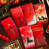 6pcs Traditional Lucky Money Envelopes 2026 Horse Year Red Pocket Money Bag  Marriage Ceremony