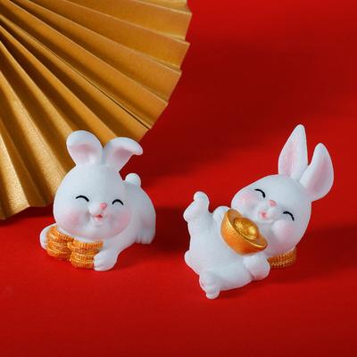 Creative Adorable Photo Props Compact Rabbit Zodiac Micro Landscape for Garden Statue