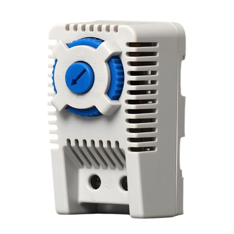 Multifunctional Thermostat for Heating and Cooling Systems Adjustable 0-60℃ with DIN Rail Mount and Flame Retardant Plastic