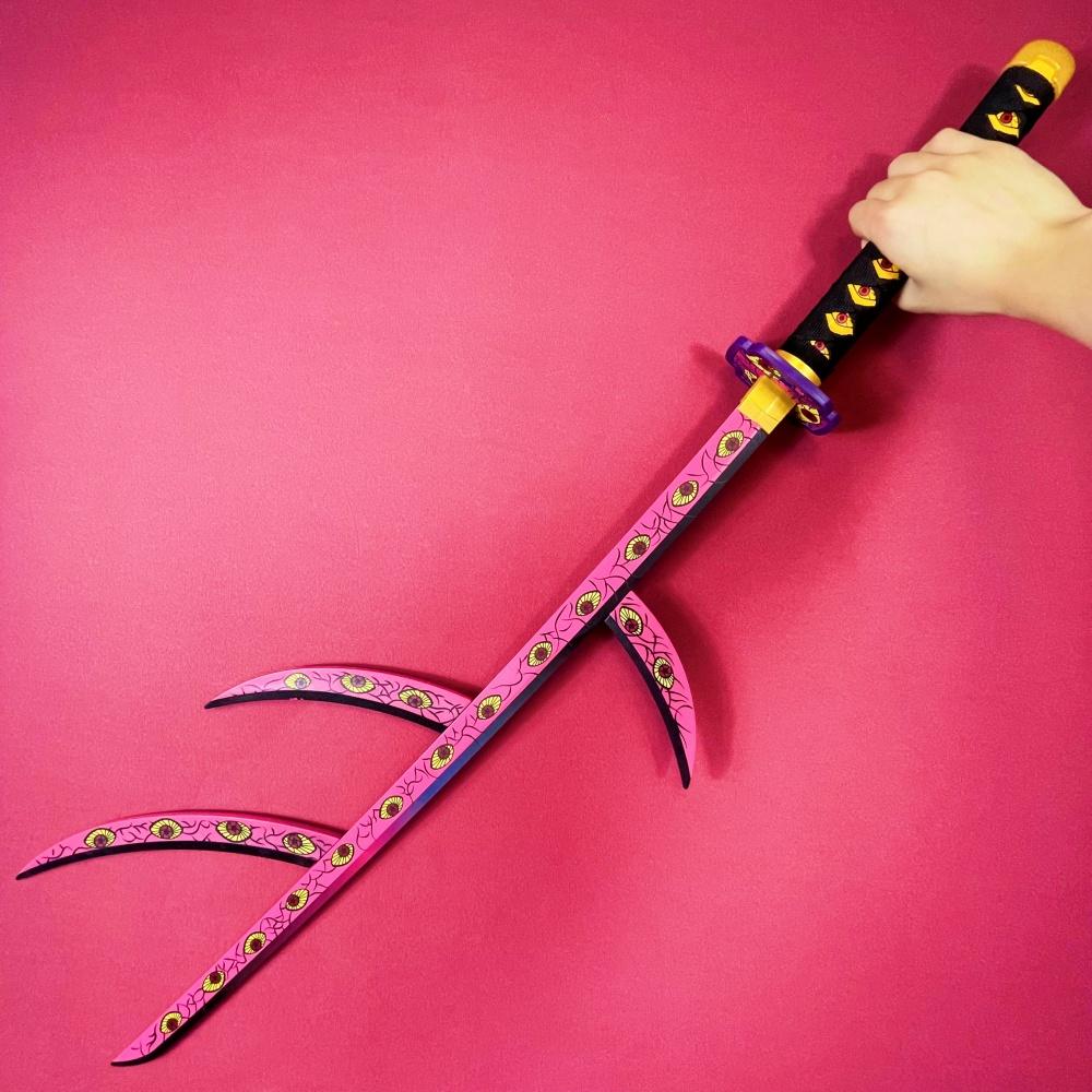 104cm Demon Slayer Kokushibo Katana Kimetsu No Yaiba Sword Blade Anime Cosplay Prop Real Size Japanese Katana Samurai Sabre Toy