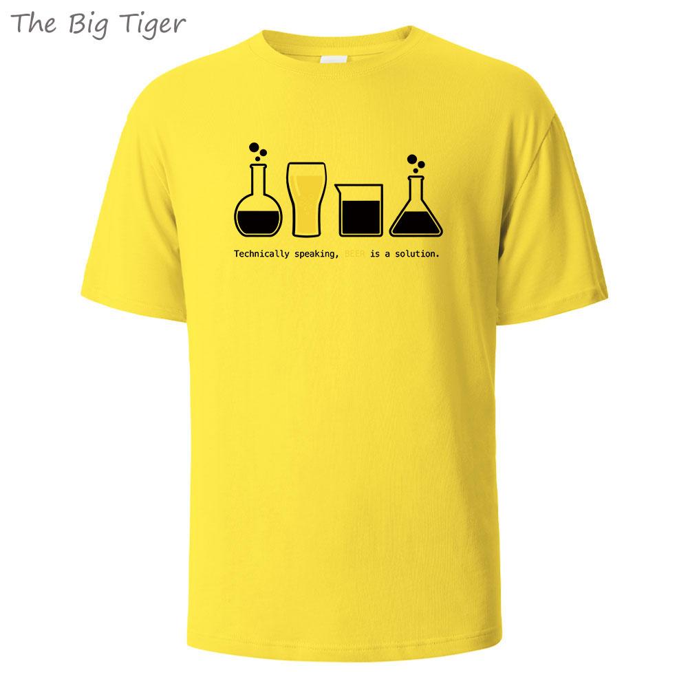 

Technically Beer Printing Lightweight Cotton Tee Simple Crew Neck Design Breathable Fabric Unisex Short Sleeve Shirt Men T-Shirt 4XL