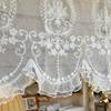 Wavy Edge Ruffled Lace Short Sheer Curtain Floral Short Tulle Drapery  Bedroom