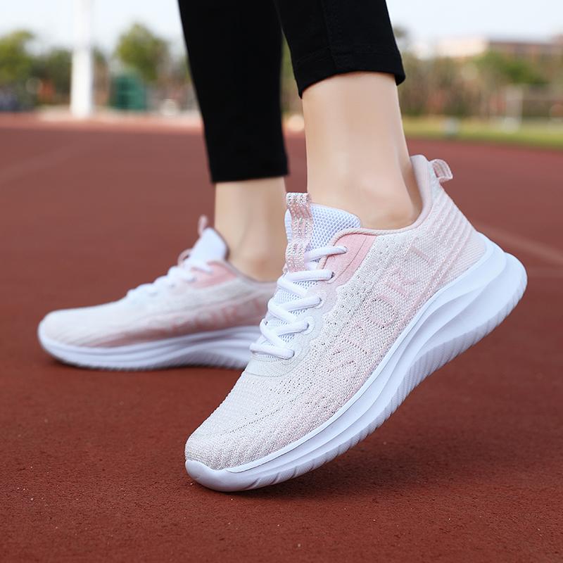 Fashion Summer Mesh Running Thick Soled Lace Up Comfortable Training Breathable Tennis Shock-absorbing Vulcanized Shoes Large Size