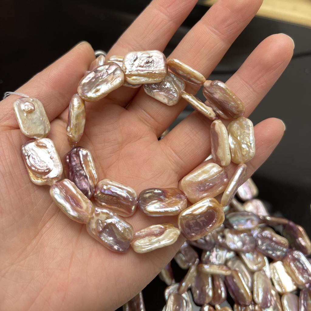Natural Purple Square Baroque Pearl Beads 12x16mm 36cm Full Drilled Rectangle Pearl Strand For Designer Statement Necklace DIY Jewelry Making