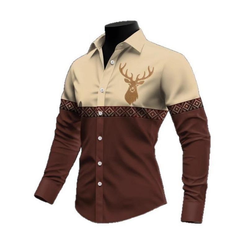 Neues Trendiges Personalisiertes Modisches Lässiges Herren Langarmhemd mit Aufdruck