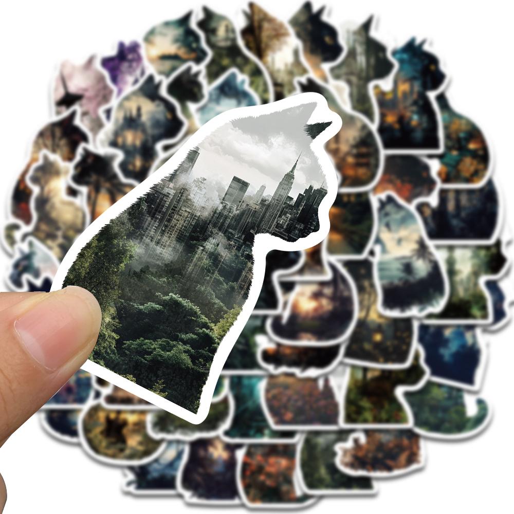 50PCS Cat Print Stickers Scrapbooking Laptop Graffiti Stationery Art Picture Living Room Phone Fashion Skateboard Phone Sticker