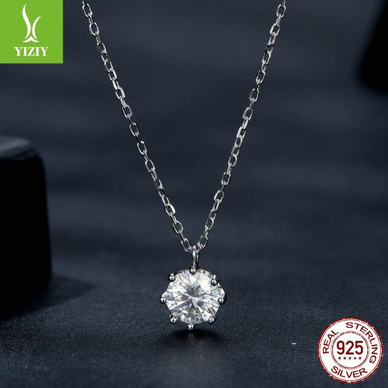 Simple 80 Points Shining Mozzarella Diamond Necklace Women'S Small Fresh S925 Silver Collarbone Chain With Certificate Msn003